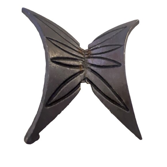 Silver Butterfly Brooch Simple Brutalist Iron 2” Unique - Picture 2 of 6